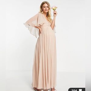 ASOS DESIGN Maternity Bridesmaid ruched bodice drape maxi dress